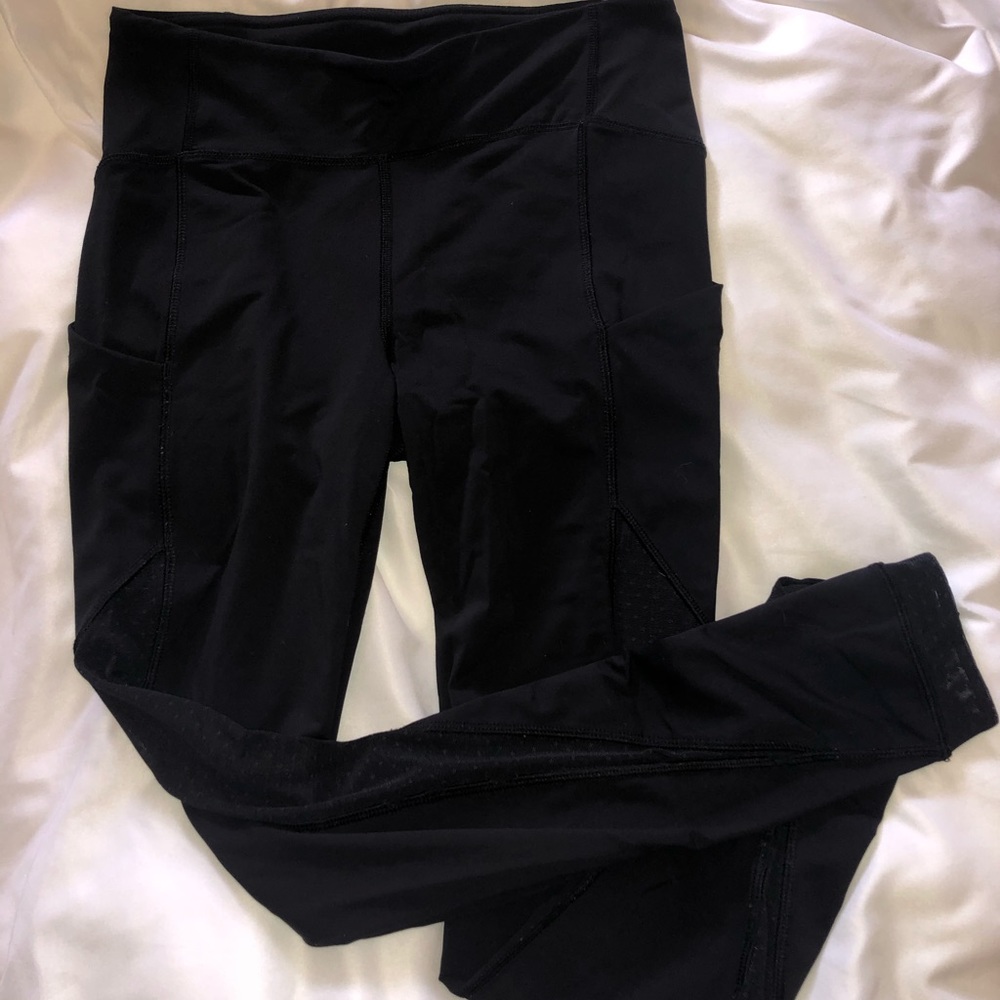 Black Lululemon leggings with Mesh paneling